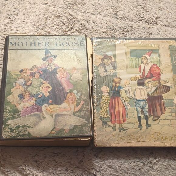 The Ella Dolbear Lee Mother Goose Book & 10" Antique Print Mother Goose - Picture 1 of 14